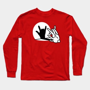 Funny rabbit shadow hand ROCK music HARD ROCK fan Long Sleeve T-Shirt